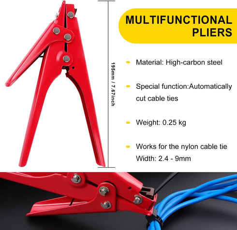 Zip Tie Tool, Zhushan Cutting Tool Fastening Cable Tie Tool with Adjustable Tension to Fasten and Cut Nylon Cable Tie...