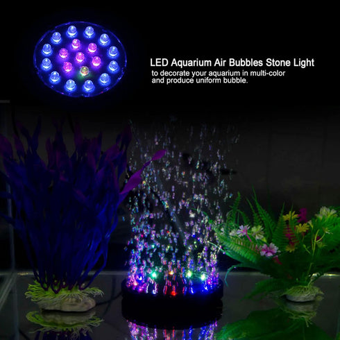 LED Aquarium Air, Light Control Changing Lamp Fish fish tank bubbler Bubble Stone Tank Decoration US Plug 100 240V...