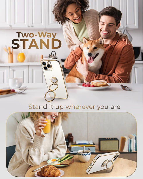 XYZ for iPhone 11 Pro Max Case with Stand, Phone Case with Double Ring Kickstand, Women Girl Cute Love-Heart Luxury Bling Protective Case Heart fo...