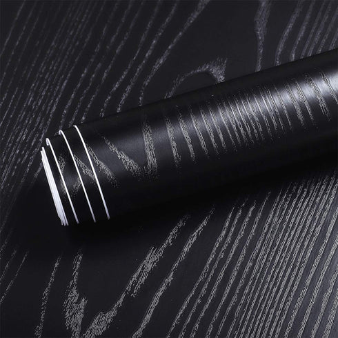 Livelynine Black Wood Contact Paper Kitchen Cabinet Vinyl Wrap Waterproof Contact Paper Wood Black Wall Paper Roll Adhesive Kitchen Countertop Wal...