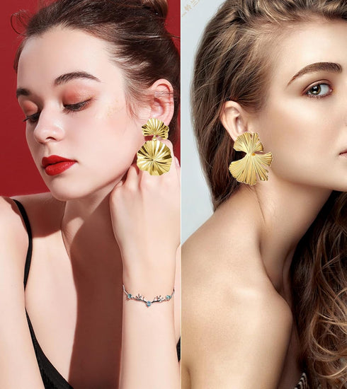 Big Gold Earrings Large Gold Disc Flower Bold Earrings for Women Summer Beach Statement Geometric Earrings Jewelry Gifts...