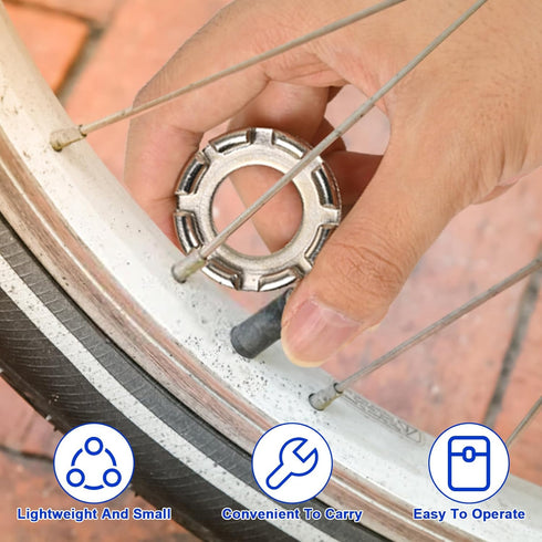 Bicycle Spoke Wrench Tool, Hardened Steel 6-in-1 Spoke Rim Tool for Adjusting and Repairing Bicycle Wheel Tension...