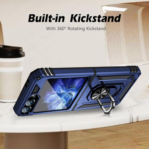 for Samsung Galaxy Z Flip 6 Case with Hinge Protection and 360°Rotate Ring Magnetic Kickstand, Samsung Z Flip6 Phone Case for Samsung Galaxy Z Fli...