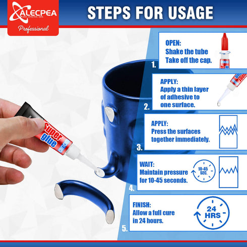 Super Glue, 6-Pack Single-Use Tubes 3 Gram Each, Super Fast, Liquid & Strong Adhesive Superglue, Glue for Hard Plastics, DIY Craft, Ceramics, Fram...