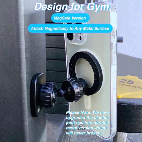 Gym Magnetic Phone Holder Mount for MagSafe, Dual Magnetic Phone Holder for Gym Attach to Metal Surface, Gym Phone Holder Compatible with iPhone 1...