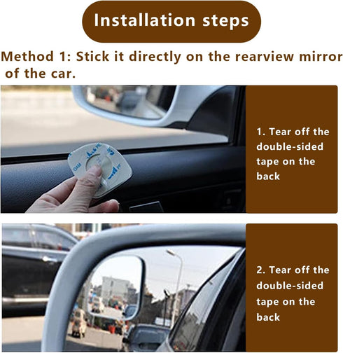 2 PCS Car Rearview Blind Spot Mirror, Adjustable High-definition Fan-shaped Mirror, Frameless Wide-angle Convex Mirror, Universal Auxiliary Mirror...