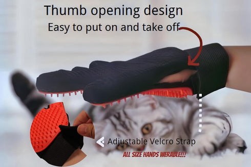 Grooming Gloves for Dogs and Cats - 259 Soft Silicone Tips - Five finger design Massage Mitt - Skin-Friendly and Gentle Massage - Perfect for Shed...