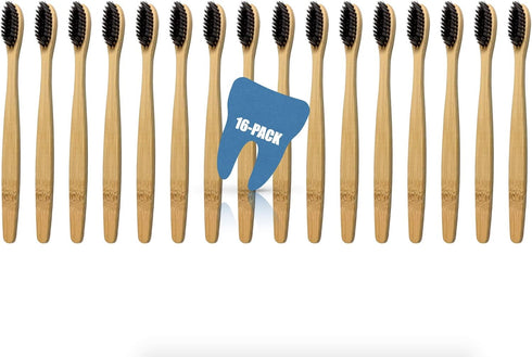 BPA-FREE, Biodegradable, Organic Bamboo Toothbrush - Charcoal Infused Naturally Whitening Bristles, Pressed Glue-Free Bristles, Environmentally Fr...