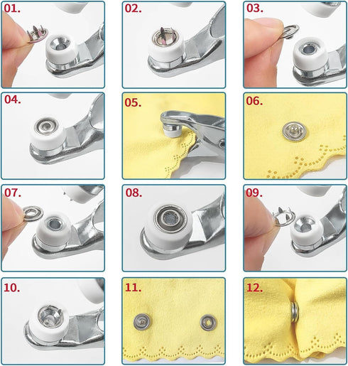 Minestylish 100 Sets Metal Snaps Buttons with Fastener Pliers Press Tool Kit Perfect for DIY Crafts Clothes Hats and Sewing, Snap Button Fasteners...