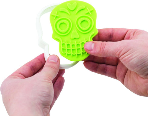 Tovolo Sugar Skull Templates Reverse, Dishwasher Safe, Set of 6 Cookie Stamps with Cutter, Lime/White (81-22492)...