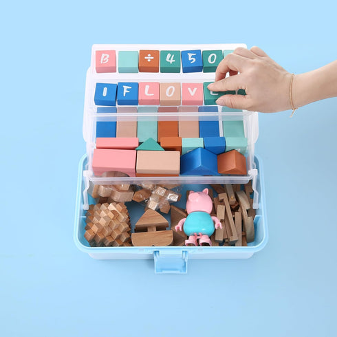 Flower River 11(in) Versatile Three-Layer Folding Organizer Box,Ideal for Art & Crafts,Toys,Sewing Supplies,Jewelry and Tools,Storage with Dual Tr...