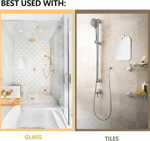 Shatterproof Shower Mirror for Shaving with Hook (Medium 8 x 6 inch) 40% Cheaper Than The Original,Unbreakable Deluxe Plexiglass Makeup Mirror,Bat...