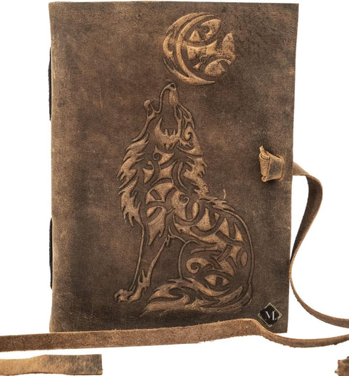 MONTEXOO Wolf Leather Journal Sketch book For Men Women - 200 pages Notebook Diary Dnd Travel Bullet Old Antique Large Vintage Bound Writing Gift ...