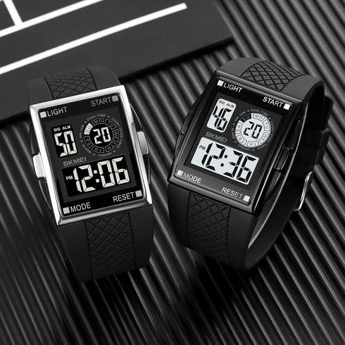 Men's Luminous Square Digital Sports Watch Waterproof Countdown Multi-Function Watch...