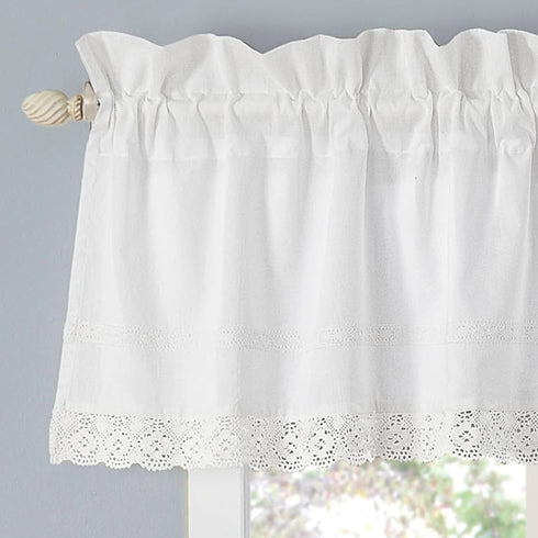 Laura Ashley Home 222802 Annabella Pole Top Valance, White, 86x15in...