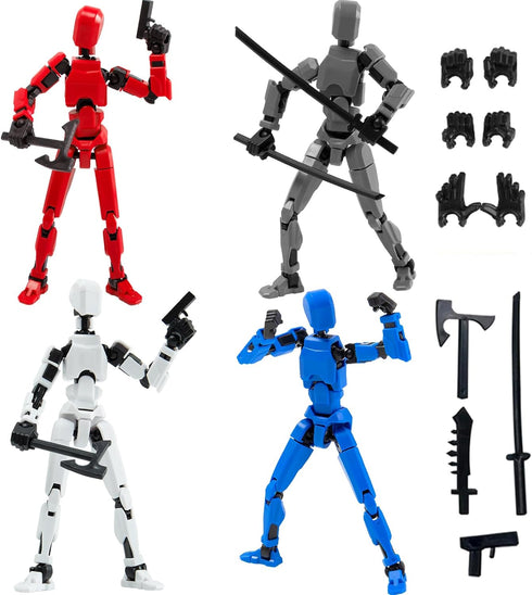 4PCS Assembled Titan T13 Action Figures Set - Robot Action Figure Fidget Toys for Boys Lucky Dummy Nova N13 Anime Figures with Multi Movable Joint...