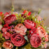 Artificial Flowers Fake Flowers Silk Rose Bouquets Decoration with Ceramics Vase for Table Home Office Wedding (Red Bud)...