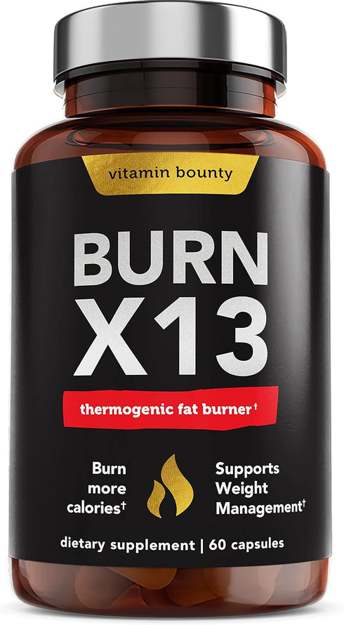 Vitamin Bounty Burn X13 - Thermogenic Fat Burner, Fat Burner for Men, Fat Burners for Women, Thermogenic Warming, Support Muscle Growth, Pumps, Va...