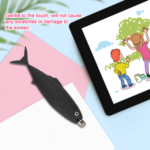 Kid-Friendly Stylus Pen for Touch Screens, Black Fish Shaped Capacitive Stylus Pen Kid Tablet Stylus Pen Children's Crayon Stylus Pen for Touch Sc...