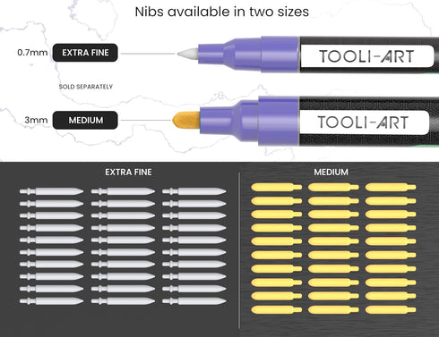 TOOLI-ART 30 Replacement Nibs Extra Fine Tip Paint Pens Acrylic Markers. Easy To Replace....