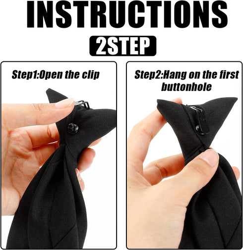 2 Pieces Men's Clip on Ties Black Ties for Men 20 Inches Pre Tied Neckties for Business Banquets, Parties, Weddings, School Uniforms...