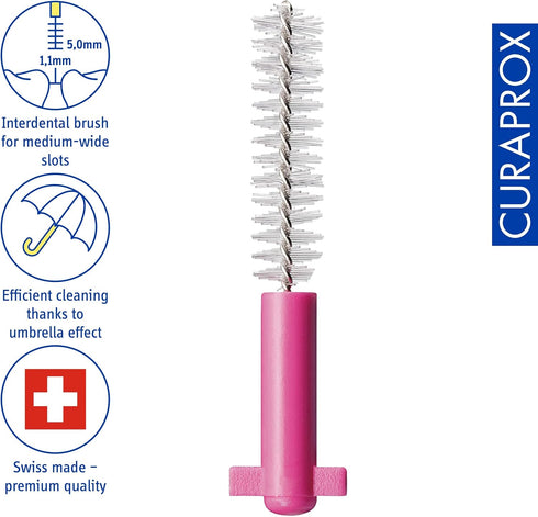 Curaprox CPS 08 Prime Refill Interdental Brushes, 8-Piece Refill Pack interdental brushes CPS 08 prime, 0.8 mm to 3.2 mm, Pink...