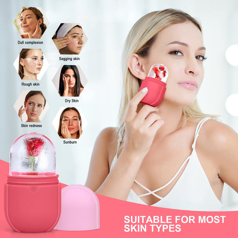 Ice Roller For Face and Eye, Ice Facial Roller Massage guasha Shrink Pore Skin Care Tools, Reusable Ice Stick Remove Dark Circle, Ice Face Mold Sp...
