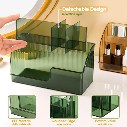 Makeup Brush Holder Organizer,Acrylic makeup brush organizer with removable slots, suitable for cosmetics and beauty supplies, bathroom,cabinet, d...