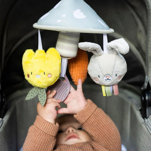 Taf Toys Pram Mobile - Colorful and Interactive Baby Stroller Mobile with Chime Bells, Teether and Hanging Dolls - Lightweight, Easy Attach, Devel...