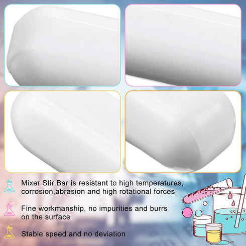 PTFE Magnetic Stirrer Mixer Stir Bar, White Color, Stir Rod Magnetic, Laboratory Bar, Stir Plate Bar, Stir Plate Magnet Stick (4 Pieces, 35 mm/ 1....