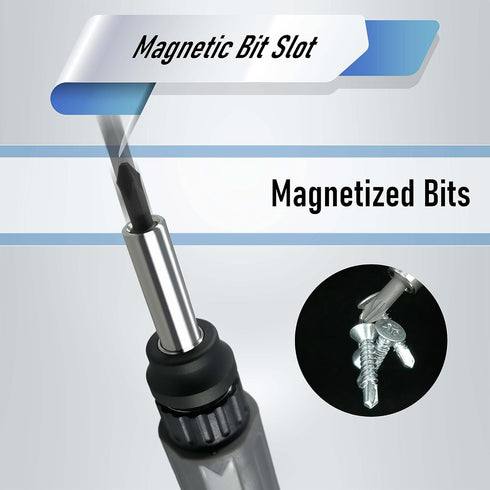 32 in 1 Ratchet Screwdriver Set with Push-Eject Extension Rod, 48-Tooth Gear Ratchet, Antislip Soft Handle, Magnetic Bit Holder, 30pcs S2 Steel Bi...