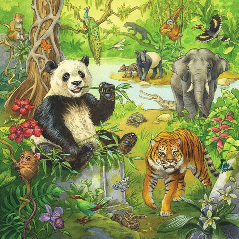Ravensburger Jungle Fun 3 x 49 Piece Jigsaw Puzzle Set for Kids - 05180 - Every Piece is Unique, Pieces Fit Together Perfectly...