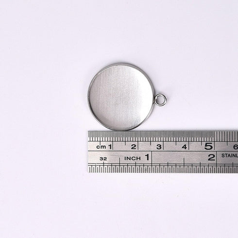 LANBEIDE Silver Pendant Trays for Jewelry Making Kits, 40 Pieces Stainless Steel Round Bezel with 40 Pcs Clear Cabochon Dome 25mm / 1 Inch Diamete...