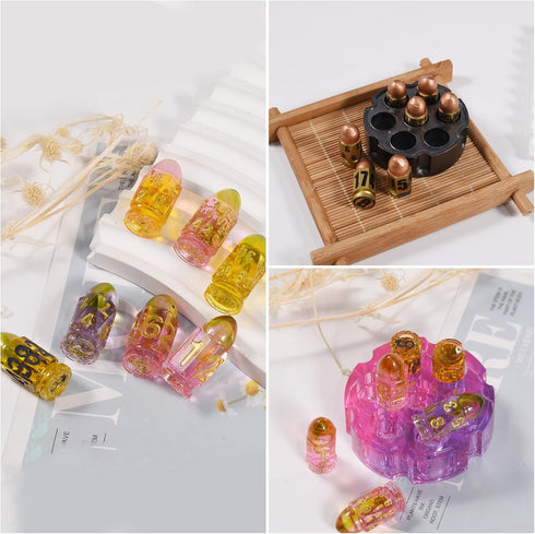Bullet Dice and Dice Box Resin Molds Silicone Set of 7 Epoxy Resin Molds Dice Silicone Molds for Epoxy Resin for Role Playing Games Table Board Ga...