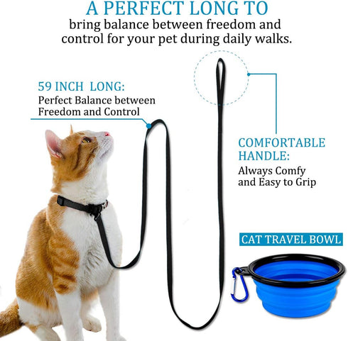 2 Pack Puppy Dog Leash Cat Leash, Strong and Durable Leash with Easy to Use Collar Hook - Dog Leashes for Cat with Collapsible Pet Bowl Great for ...