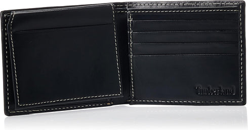 Timberland mens Leather Wallet With Attached Flip Pocket, Black (Cloudy), One Size...