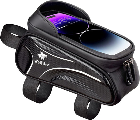 Bike Bag - Waterproof Bike Frame Bag with Sun-Visor Rain Cover, Bike Phone Holder with TPU Sensitive Touch Screen, Handlebar Bag Bicycle Accessori...