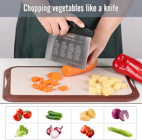 Ourokhome Dough Pastry Bench Cutter Scraper, Stainless Steel Pizza Cutter for Kitchen Baking, Dishwasher Safe, Anti-Wear Laser-Engraved Measuring ...