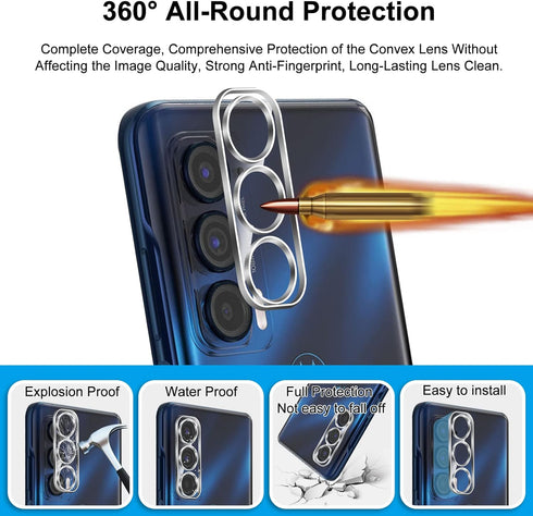 TQLGY 3 Pack Screen Protector for Motorola Edge 2021 / Motorola Edge 5G UW 2021 with 3 Pack Camera Lens Protector, Ultra HD Tempered Glass, 9H Har...