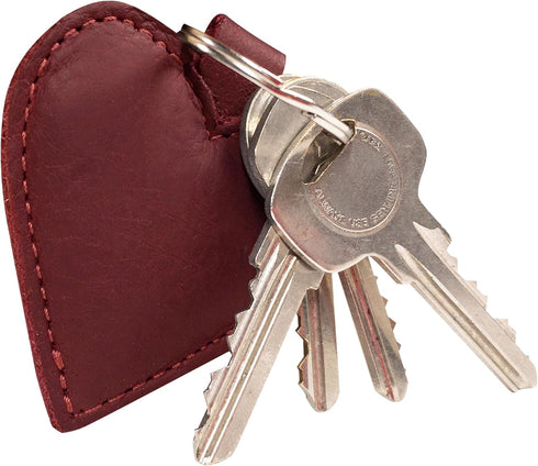 Hide & Drink, Heart-Shape Keychain, Key Organizer, Keyring Holder, Cute Accessories, Full Grain Leather, Handmade, Sangria...