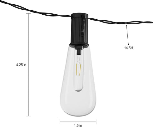 Pure Garden 50-LG1090 Outdoor String Solar Powered Traditional Hanging Lighting with Vintage-Style Bulbs for Patio, Backyard, Garden, Events, Clea...