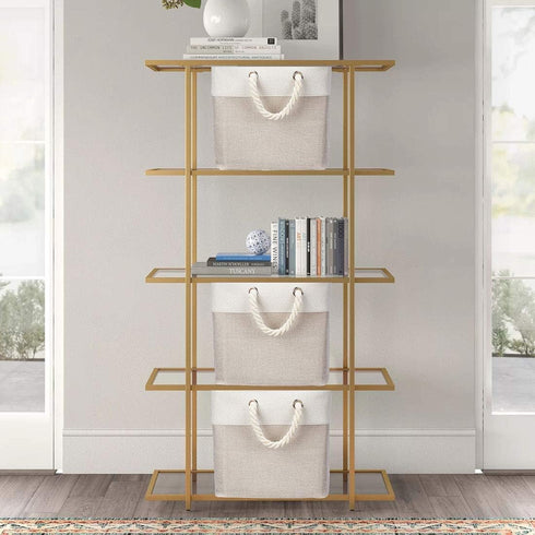 Robuy 3 Pack Storage Cube Bins Collapsible Sturdy cationic Fabric Storage Basket with Cotton Rope Handle For Organizing Shelf Nurery Home Colset 1...