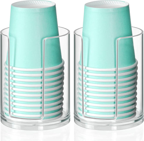 Bathroom Cup Dispenser, Disposable Mouthwash Cups Holder Fit 3oz-4oz Small Paper Cups, Clear Plastic Cup Dispenser for Bathroom Vanity Countertop ...