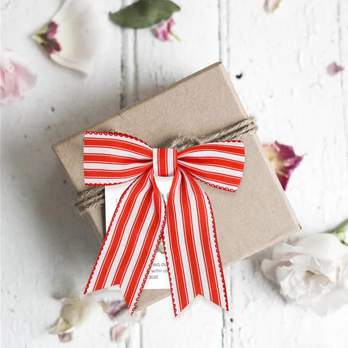 TONIFUL 2 Rolls-2 Inch Red Striped Wired Ribbon, Red and White Stripe Wired Ribbon for Gift Wrapping, Indoor, Bows Making, Wedding Birthday Party ...