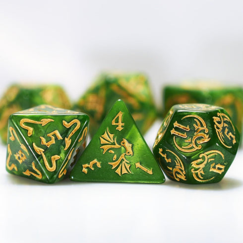 dice Set for Dungeon and Dragons D&D MTG 7-Die RPG Polyhedral Dice ?D20 D12 D10 D8 D6 D4 D%(Green)...