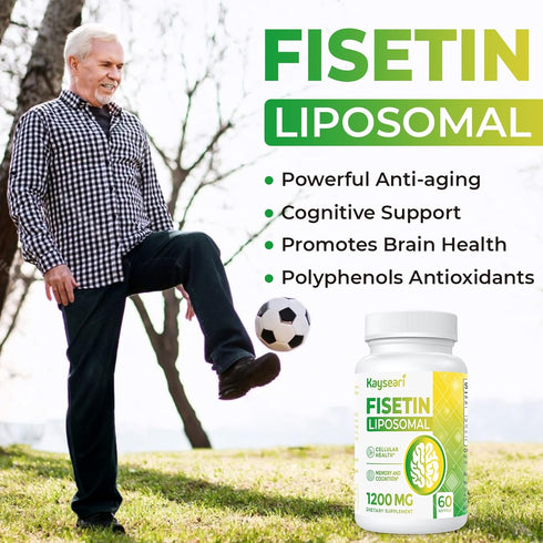Fisetin 1200mg Liposomal Fisetin Supplements 98% Pure Fisetin Polyphenols Antioxidants Immunity Health Aging Cognitive Support Non-GMO 60 Capsules...