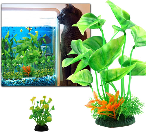 Fish Tank Accessories Aquarium Decorations Green Plants, 20pcs Green Fish Tank Decorations Plant, Fish Tank Decor, Aquarium Decor Plastic Plants, ...