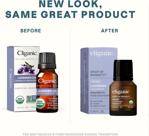 Cliganic Organic Lavender Essential Oil - 100% Pure Natural Undiluted, for Aromatherapy Diffuser | Non-GMO Verified (Packaging May Vary)...