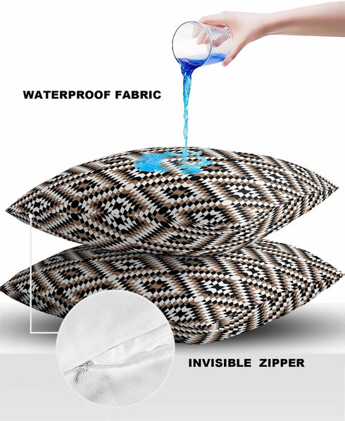 Brown Black Outdoor Pillow Cover 18x18 Inch Cushion Sham Case, Waterproof Decorative Square Throw Pillowcase for Outside Garden Patio Porch Couch ...