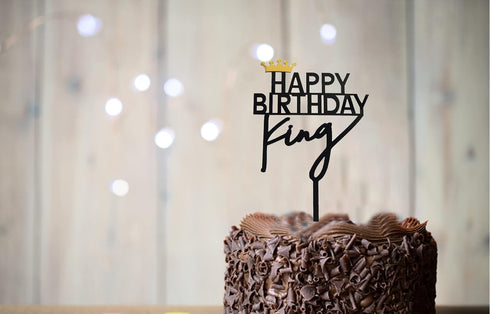 Happy Birthday Cake Topper Acrylic, King Cake Topper Birthday Decorations...